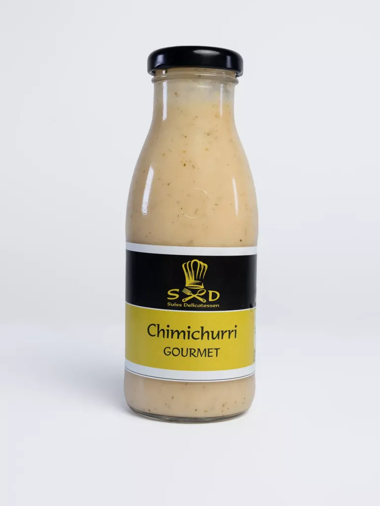 Frasco de chimichurri gourmet.
