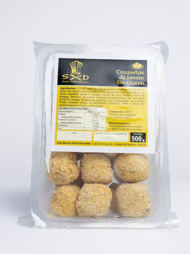 Paquete de croquetas sin gluten.