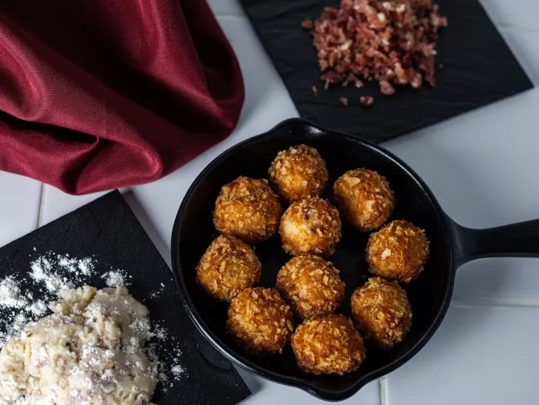 Sartén de croquetas y acompañamiento.